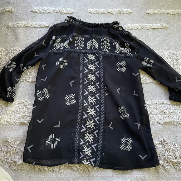 Maison Scotch Mademoiselle Top Blouse Black Aztec - Picture 8 of 16